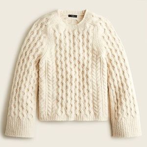 cotton boucle cable-knit sweater